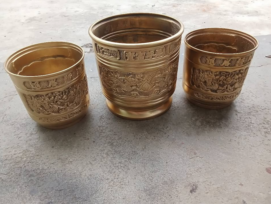 Bát hương Song Long Trầu Nguyệt men rạn rát vàng 18k đẳng cấp